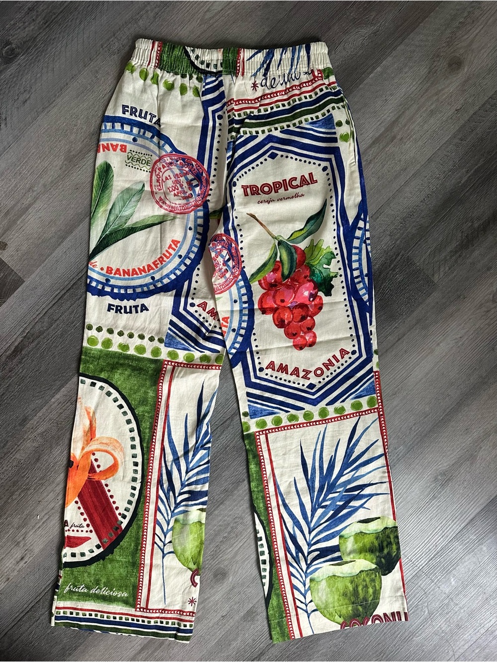 Rachel Zoe Tropical Fruit Print Linen Pants - Picture 4 of 6